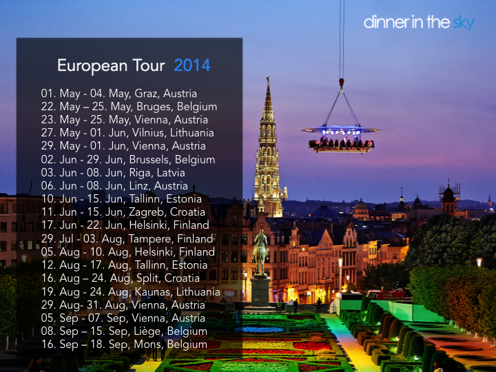 Dinner in the Sky® European Tour 2014